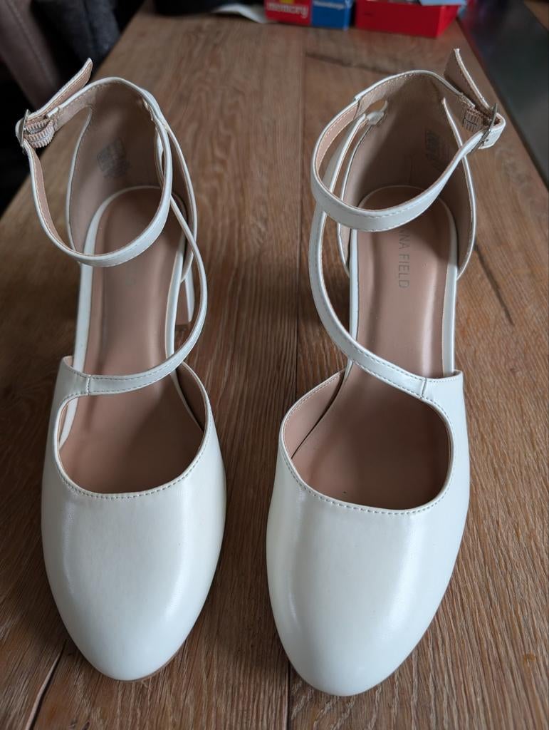 Witte bruidsschoenen met bandjes - Anna Field, Anna Field, Schoenen met lage hakken, Wit, Ophalen of Verzenden