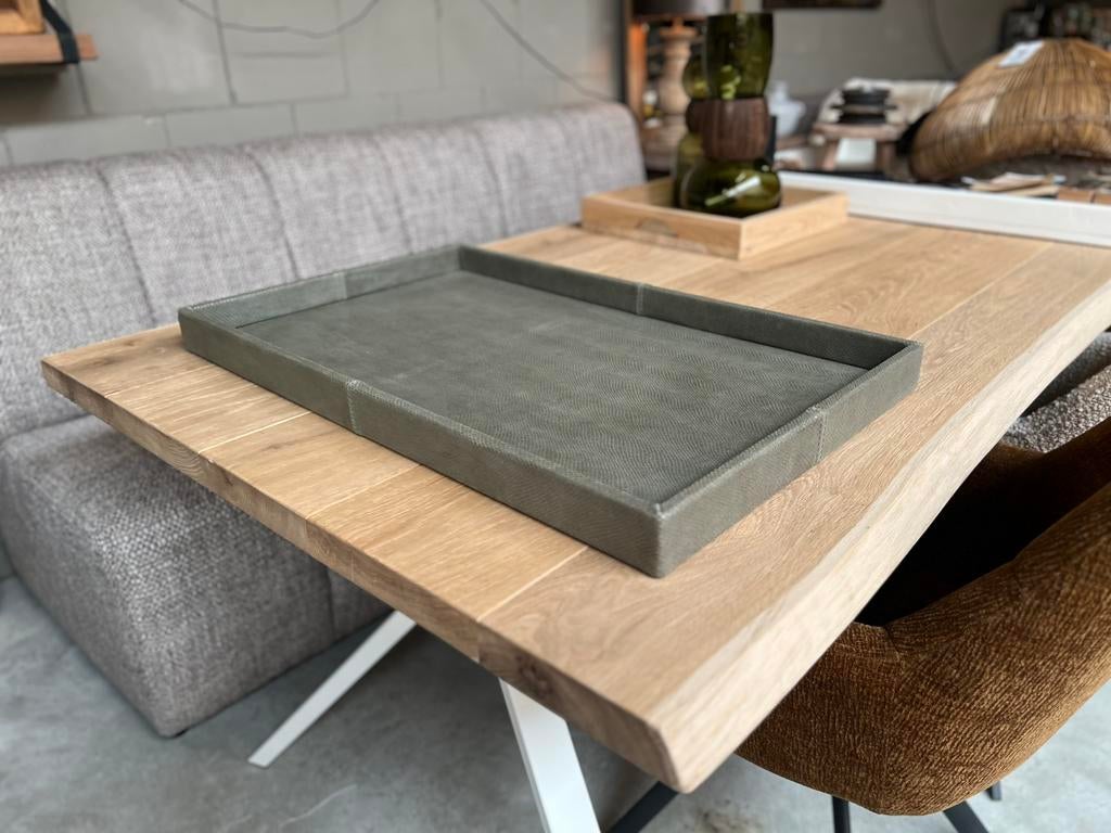 Dienblad leer olijfgren 50x80cm, Huis en Inrichting, Woonaccessoires | Dienbladen, Ophalen of Verzenden, Nieuw, Hout