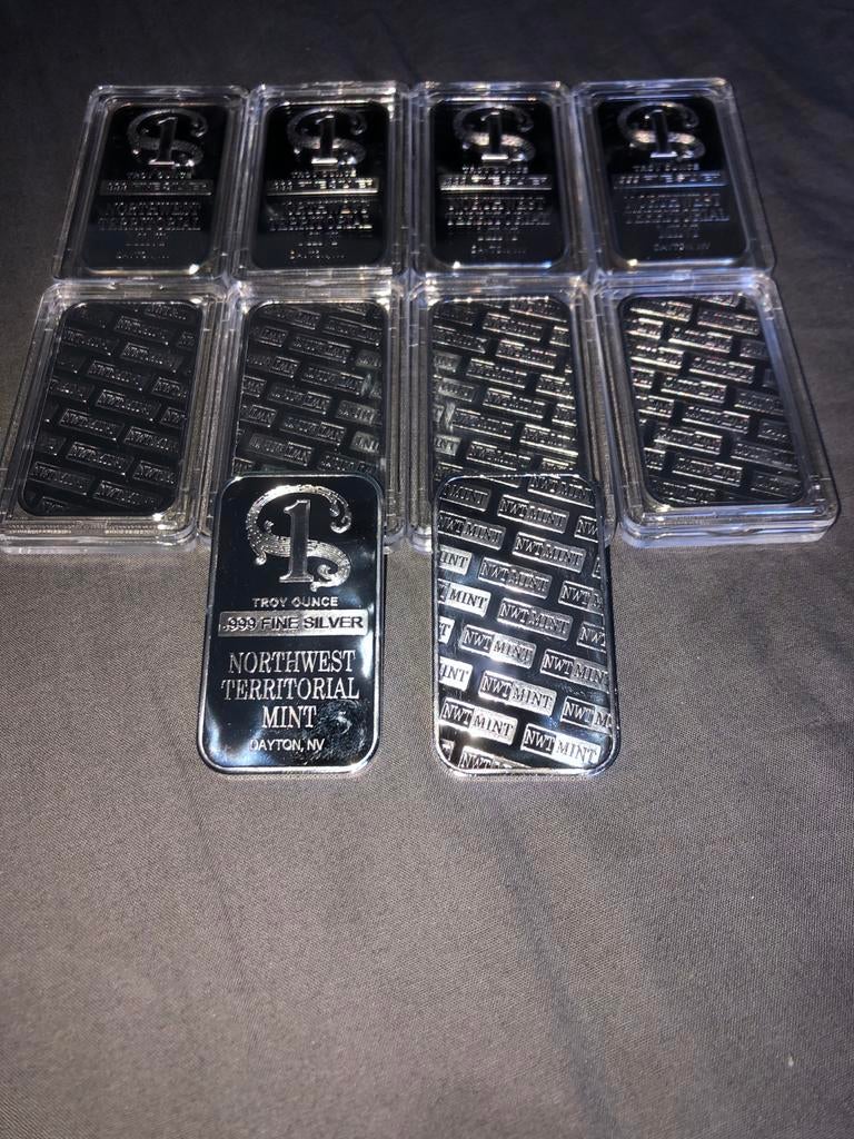 10x 1 oz zilverbaar Northwest Territorial Mint, Postzegels en Munten, Edelmetalen en Baren, Ophalen of Verzenden, Zilver