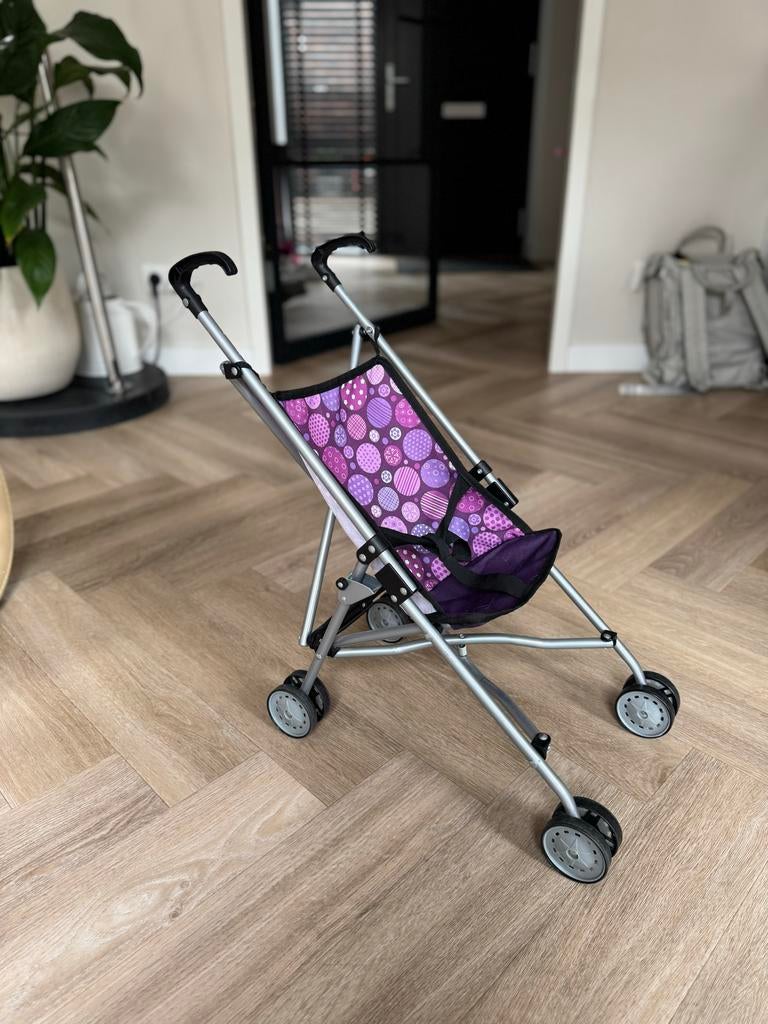 Poppenwagen met paarse stippen, Kinderen en Baby's, Speelgoed | Poppen, Ophalen, Gebruikt, Overige typen