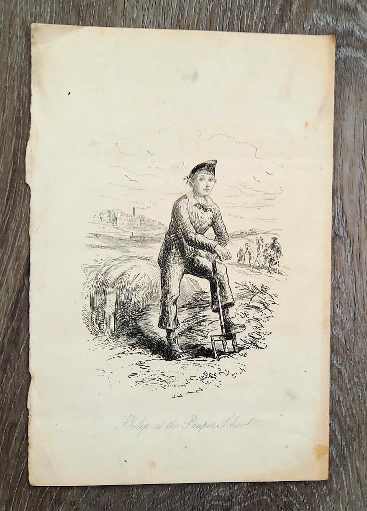 Gravure Philip the Pauper School - Phiz, Ophalen of Verzenden