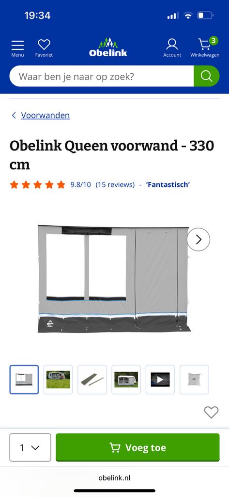 Obelink voorwand voor luifel, Ophalen of Verzenden, Zo goed als nieuw