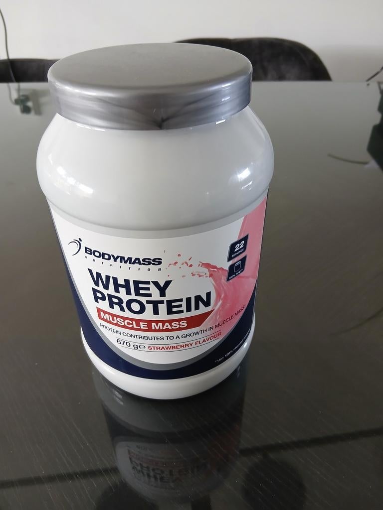 Bodymass Whey Protein Muscle Mass Aardbei 670g, Ophalen of Verzenden, Nieuw, Overige