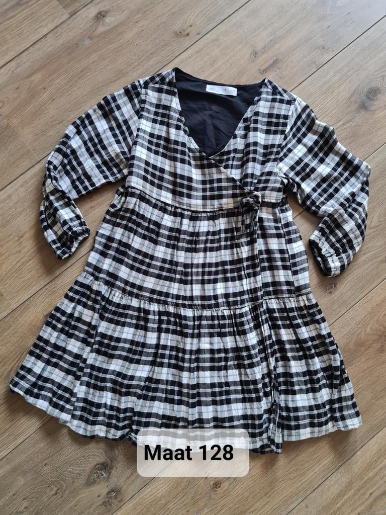 Leuk zwart-wit geblokt jurkje van Zara in maat 128., Kinderen en Baby's, Kinderkleding | Maat 128, Meisje, Ophalen of Verzenden