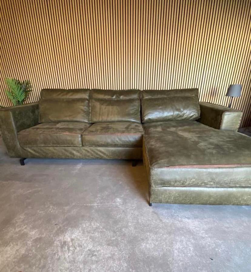 !!ACTIE!! MICROLEREN GROENE HOEKBANK, GRATIS LEVERING, Huis en Inrichting, Banken | Bankstellen, 250 tot 300 cm, Hoekbank, Ophalen of Verzenden