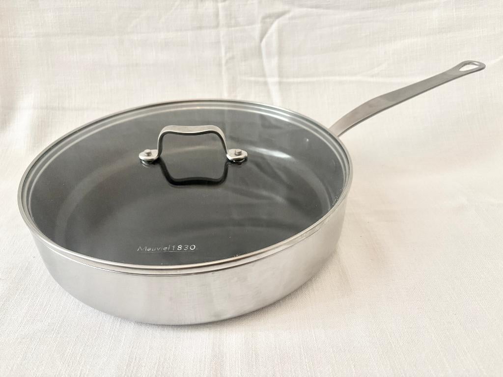 Mauviel 1830 RVS Steelpan met Deksel (28 cm), Kookpan of Snelkookpan, Verzenden, Zo goed als nieuw, Rvs
