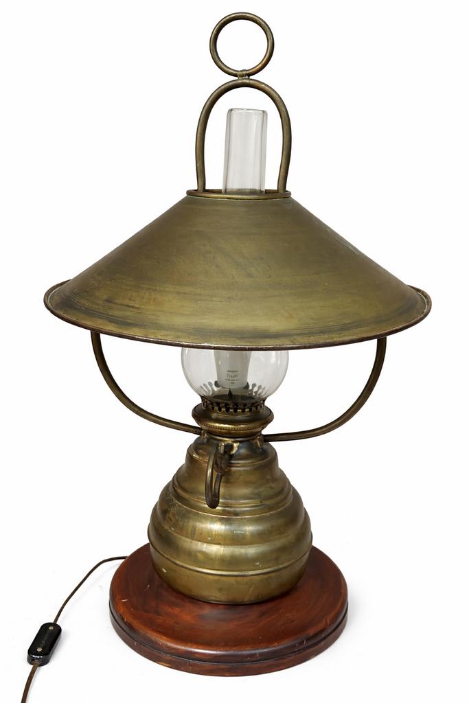 Antieke messing tafellamp nautische stijl, Ophalen of Verzenden
