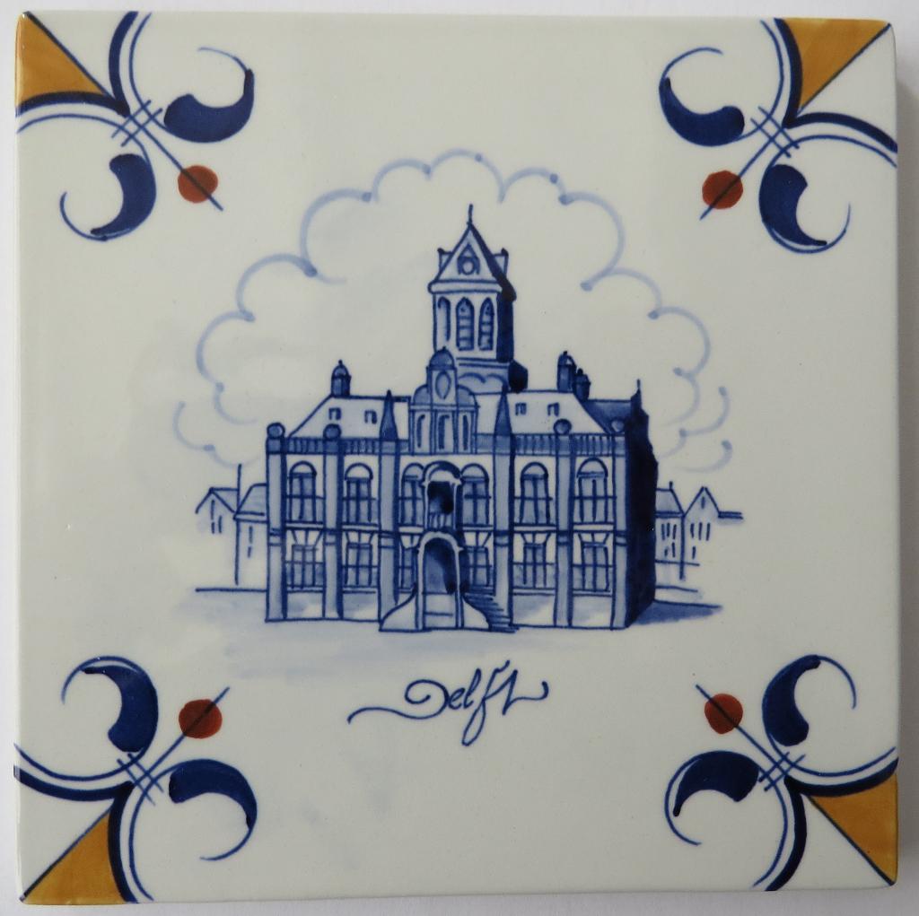 Porceleyne Fles Delft tegel Delfts blauw STADHUIS, Ophalen of Verzenden