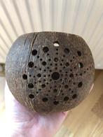 Kokosnoot windlicht nieuw bruin bewerkt, Bruin, Nieuw, Ophalen of Verzenden, Hout