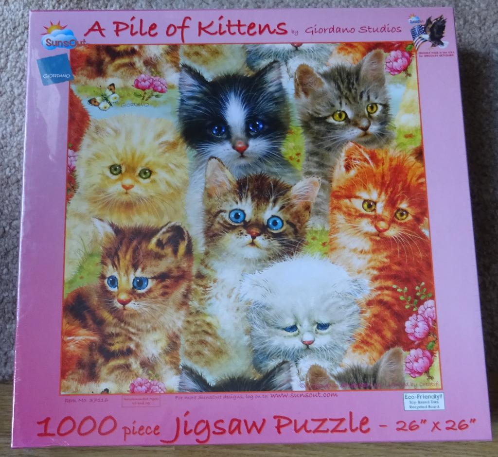 Legpuzzel SunsOut – 1000 stukjes – A Pile of Kittens - Nieuw, Ophalen of Verzenden, 500 t/m 1500 stukjes, Nieuw, Legpuzzel