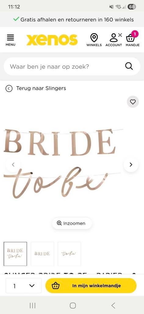 Slinger en sjerp voor vrijgezellenfeest, Ophalen, Zo goed als nieuw, Versiering, Geboorte of Huwelijk