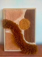 Wanddecoratie wandkleed getuft schilderij in lijst beige wol, Ophalen of Verzenden, Nieuw