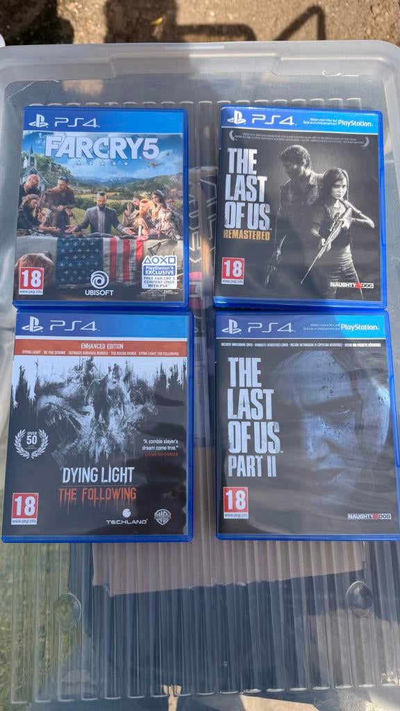 PS4 Games: Far Cry 5, The Last of Us 1 + 2, Dying Light, Spelcomputers en Games, Avontuur en Actie, Online, Vanaf 18 jaar, 1 speler