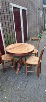 Houten ronde tafel met 4 stoelen, Ophalen