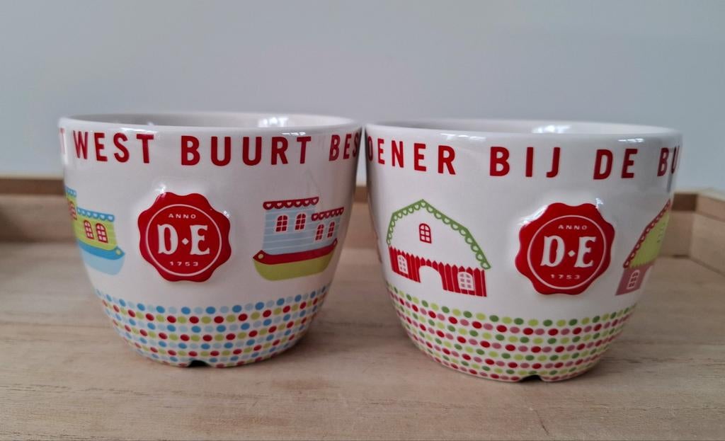 2 Douwe Egberts schaaltjes, Porselein of Keramiek, Schaal, Rond, Ophalen of Verzenden