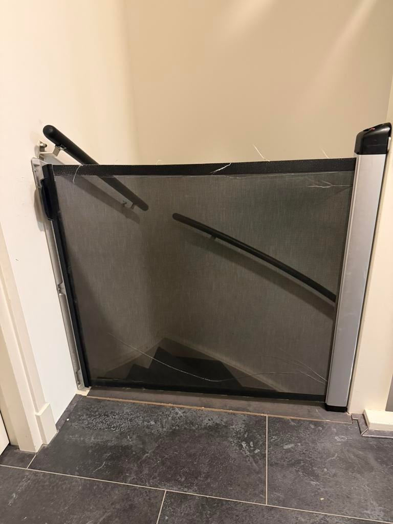 Traphek van stofmateriaal, sterk zwart, Ophalen, Zo goed als nieuw, Metaal of IJzer, 115 cm of meer