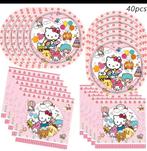 Hello Kitty Feestservies Set - 40 Stuks Nieuw, Ophalen, Nieuw, Feestartikel, Verjaardag
