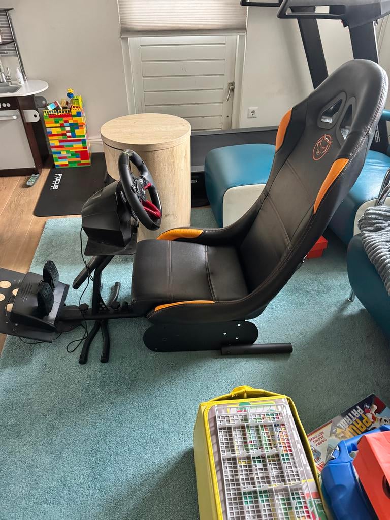 Racestoel met stuur en pedalen voor PS, Ophalen, Gebruikt, 1 speler, Racen en Vliegen