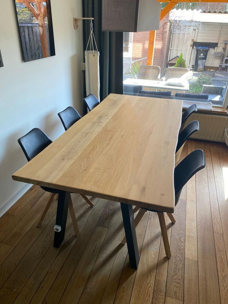 Eet tafel eikenhout, Huis en Inrichting, Ophalen, 100 tot 150 cm, Eikenhout, 200 cm of meer