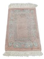 Handgeknoopt oosters wol Nepal tapijt soft pink 43x63cm, Gebruikt, Klassiek, Oosters, Onbekend, Crème