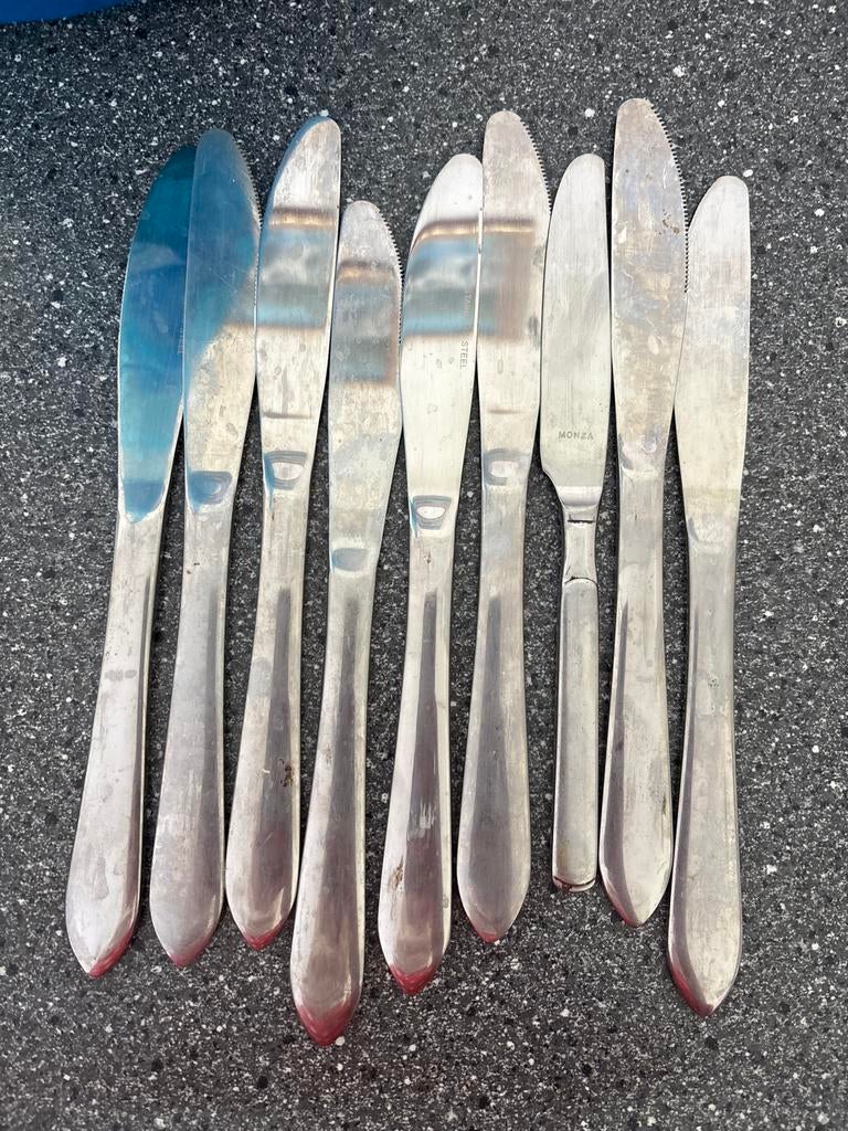 Set van 9 roestvrijstalen botermesjes, Antiek en Kunst, Ophalen of Verzenden