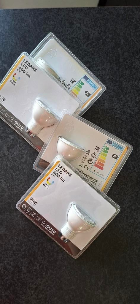 4 stuks Ikea Ledare LED GU10 400 lumen 6 watt, Led-lamp, Minder dan 30 watt, Nieuw, Overige fittingen