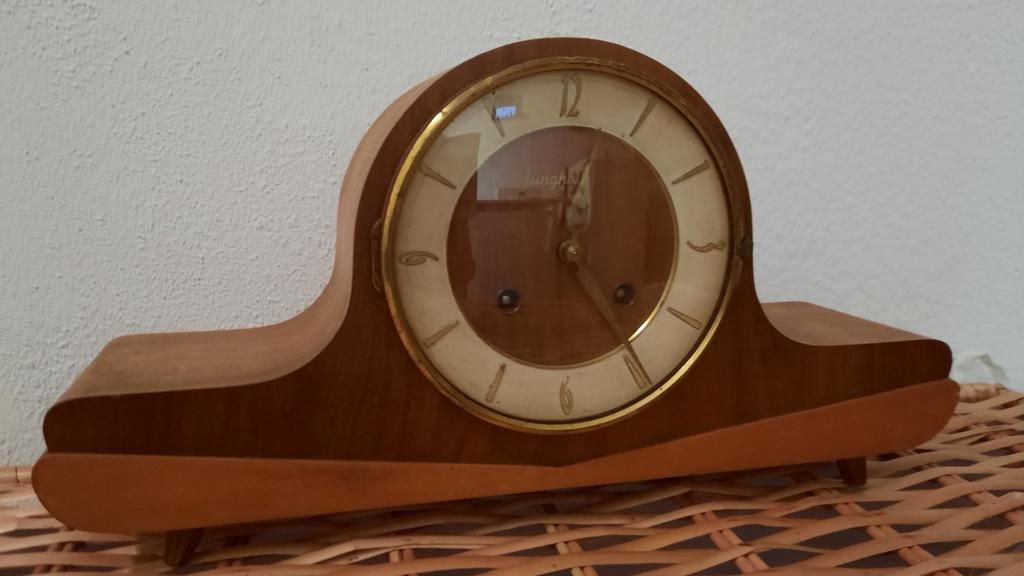 Schouwklokje Junghans - Houten Mantelklok, Antiek en Kunst, Antiek | Klokken, Ophalen