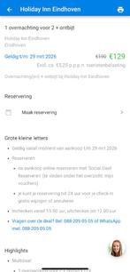 Holliday Inn hotel voucher, Twee personen, Cadeaubon, Overige typen