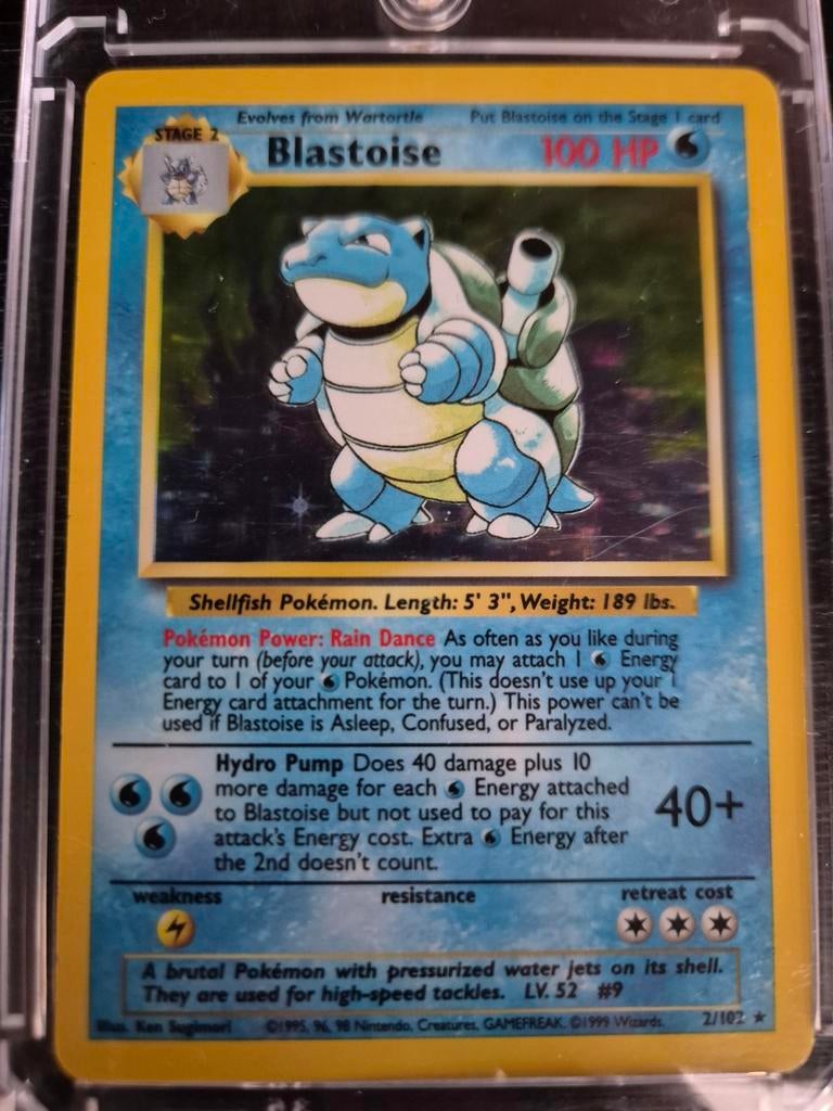 Blastoise Base Set 2/102 Engels - Zeer Nette Staat, Hobby en Vrije tijd, Verzamelkaartspellen | Pokémon, Zo goed als nieuw, Losse kaart