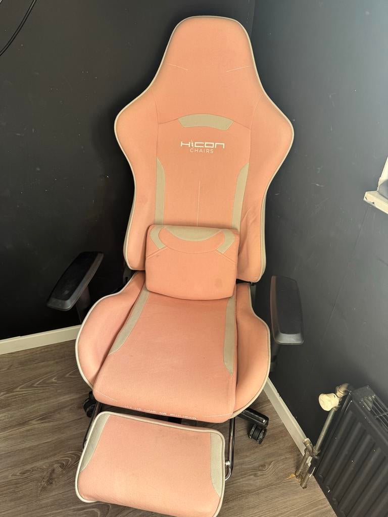 Hicon Chairs roze gamestoel met massagekussen, Ophalen, Nieuw, Roze, Gaming bureaustoel