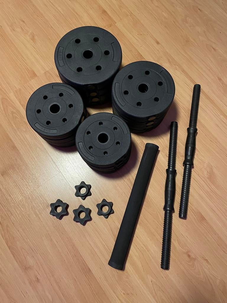 Verstelbare dumbbells + bar, Ophalen, Zo goed als nieuw, Dumbbell