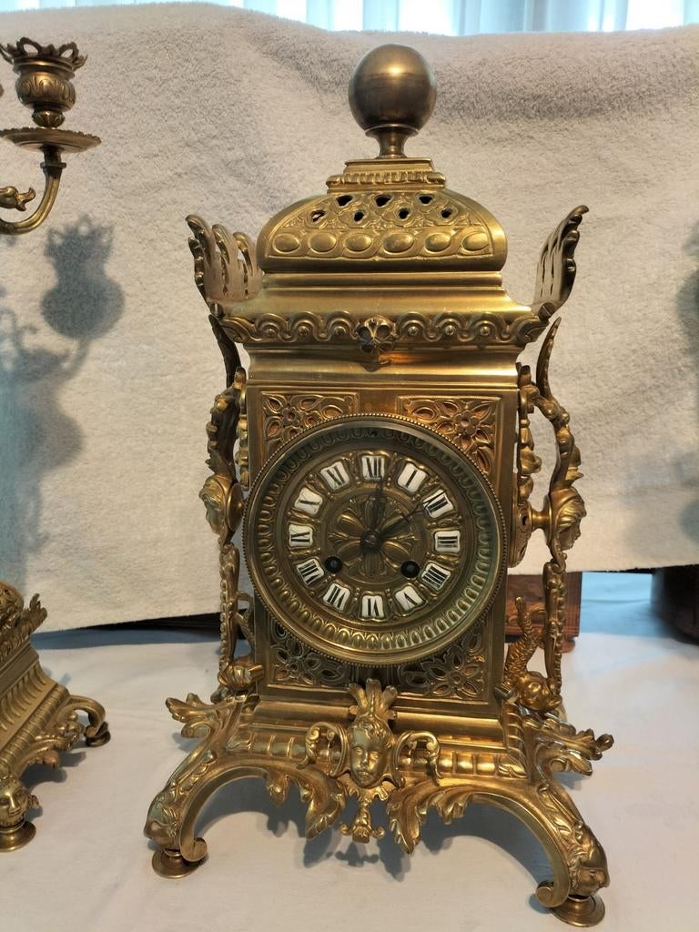 Mooi zwaar bronzen stel, Antiek en Kunst, Antiek | Klokken, Ophalen