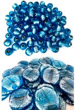 Partij van132 blauwe zilverfolie glaskralen nieuw - P-15, Ophalen of Verzenden, Nieuw, Kraal