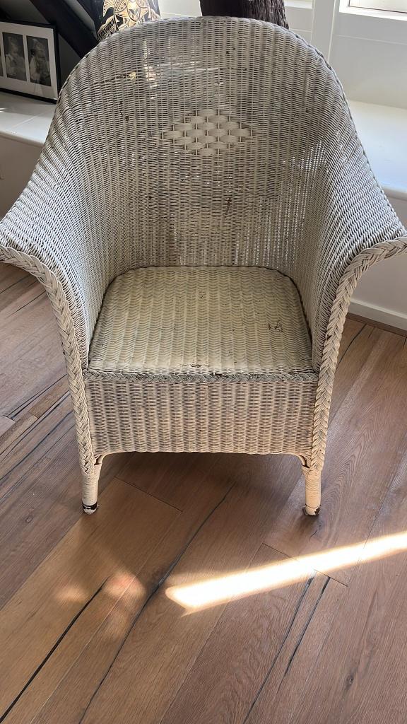 Lloyd Loom Stoel, Ophalen, Gebruikt, Wit, Vintage