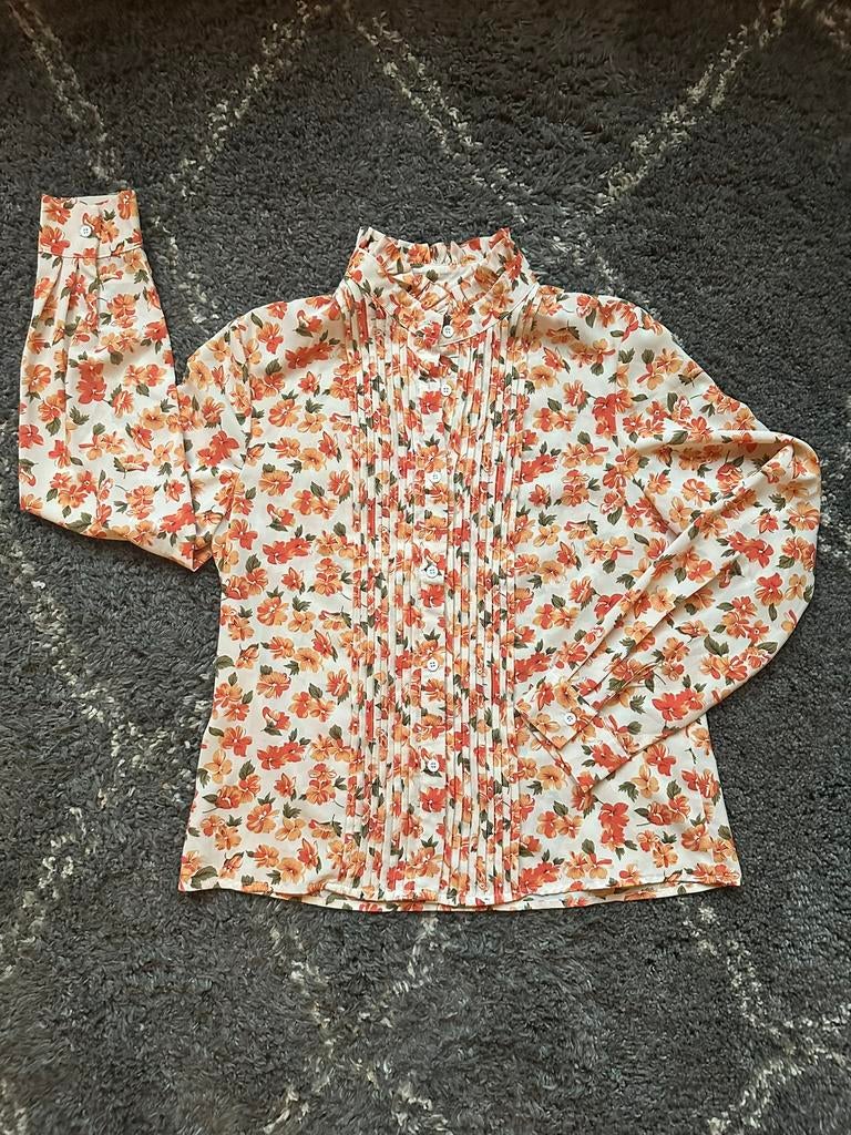 Blouse bloemenprint, opstaand kraagje, maat M, Kleding | Dames, Blouses en Tunieken, Maat 38/40 (M), Oranje, Ophalen of Verzenden