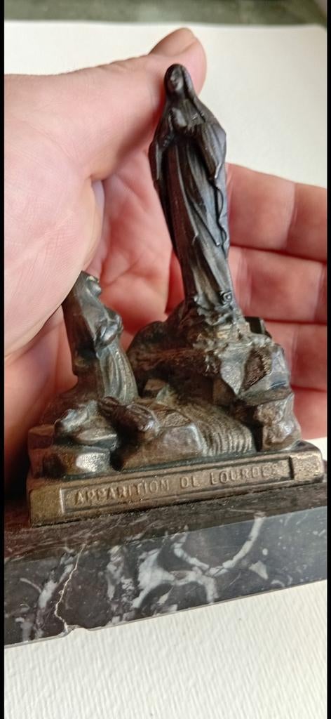 Oud Antiek Beeld Lourdes Maria Art Deco Marmer Notre Dame, Ophalen of Verzenden
