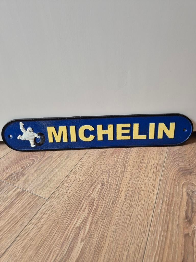 Michelin gietijzeren reclamebord, Verzamelen, Ophalen of Verzenden, Gebruikt, Reclamebord