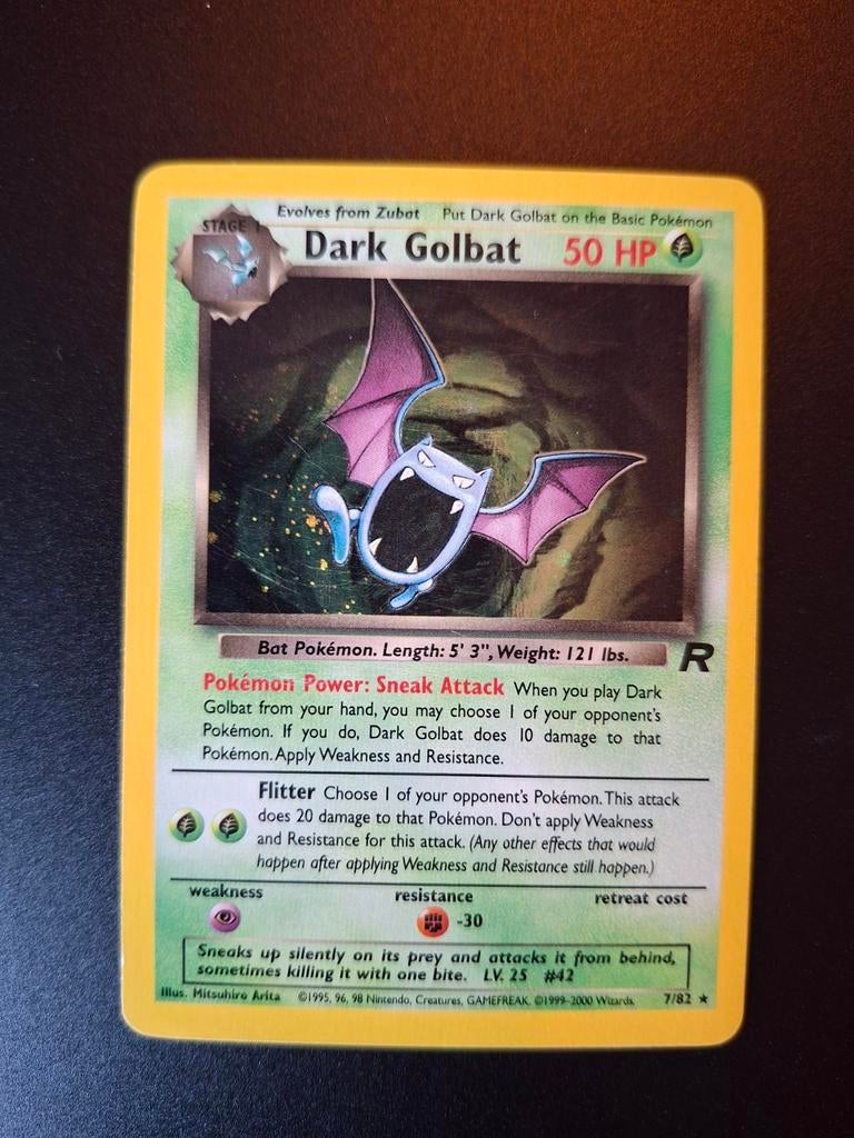 Pokémon Dark Golbat kaart 7/82 holo, Ophalen of Verzenden, Gebruikt, Foil