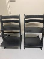 Twee Stokke Tripp Trapp Stoelen Zwart, Ophalen, Gebruikt, Meegroeistoel, Aanschuifbaar
