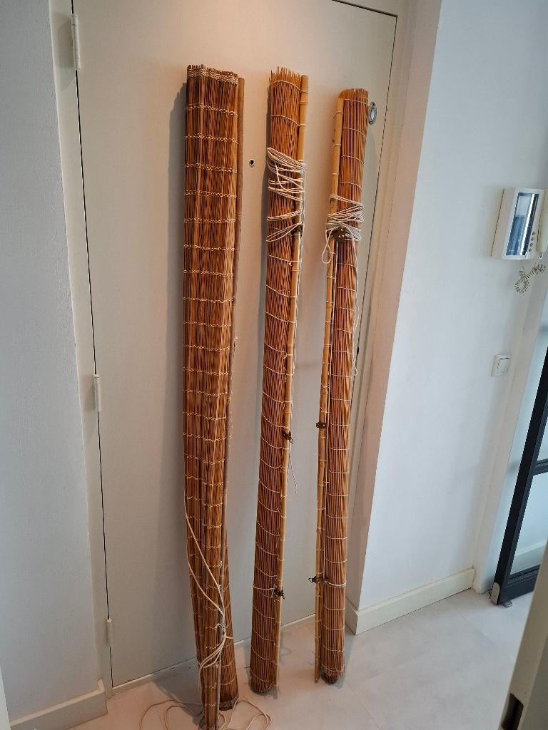 Bamboe rolgordijnen, Ophalen, Gebruikt, Bruin, 150 tot 200 cm
