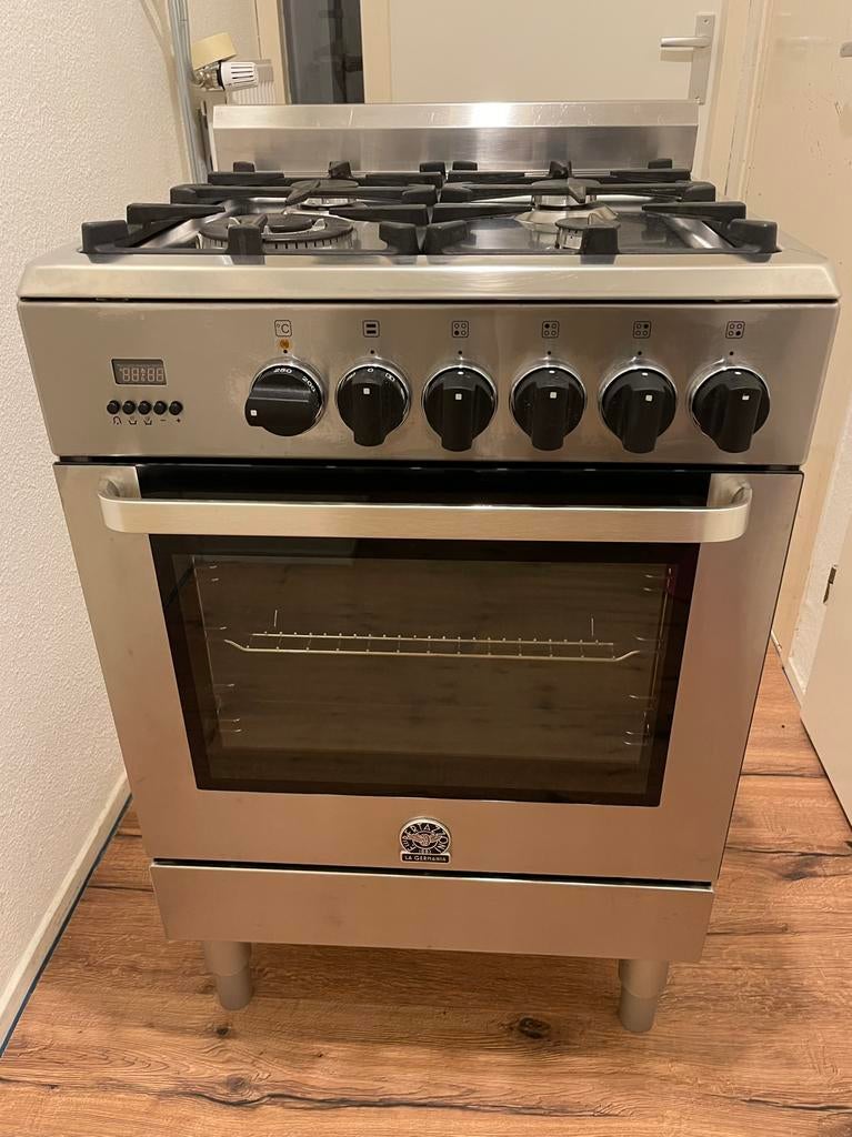 Bertazonni RVS Gasfornuis 60cm, Ophalen, 60 cm of meer, Grill, 4 kookzones