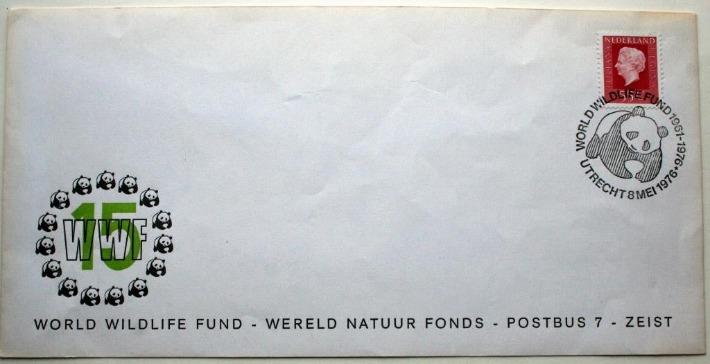 Envelop "Wereld Natuur Fonds" met Panda's 1976, Postzegels en Munten, Ophalen of Verzenden, Envelop
