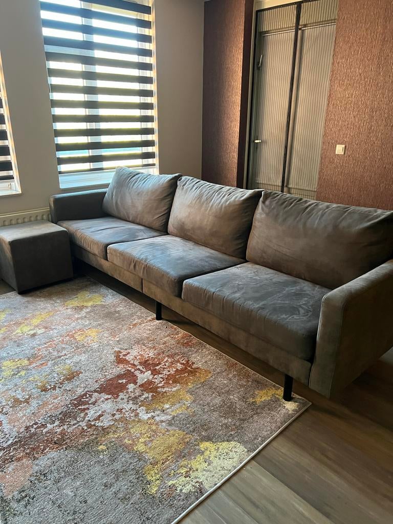 Comfortabele 3-zitsbank met poef - Zo goed als nieuw, Ophalen, 250 tot 300 cm, Driepersoons, 75 tot 100 cm