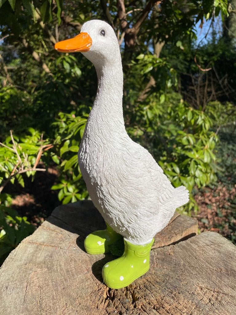 Gans laarsjes, kinder, tuin, vijver Groen 30cm, Ophalen of Verzenden, Nieuw, Kunststof, Dierenbeeld