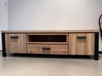 Industrieel tv meubel van eikenhout – 170 cm breed, Ophalen, Sommelsdijkse haven 19, Info@vissermeubelen.nl, 150 tot 200 cm