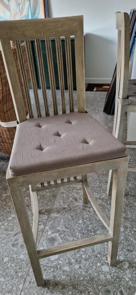 Gepatineerde Teak Barkruk, Huis en Inrichting, Stoelen, Gebruikt, Twee, Hout, Bruin, Ophalen