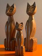 Vintage mid- centrury houten kattenset, Ophalen of Verzenden, Gebruikt