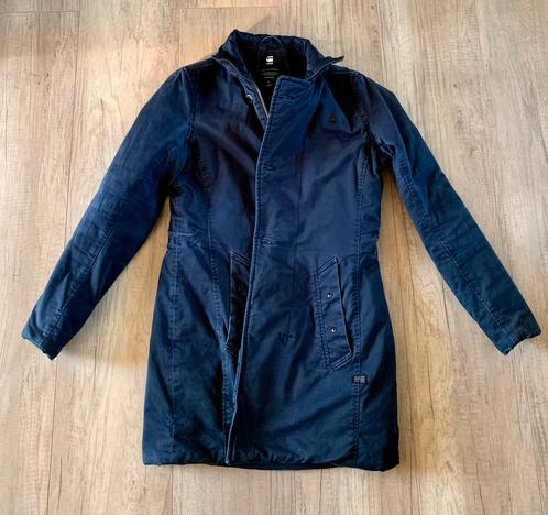 G Star, lange blauwe winterjas mt S, Kleding | Dames, Jassen | Winter, Gedragen, Maat 36 (S), Blauw, Ophalen of Verzenden