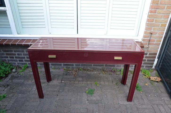 Rode dressoir, sidetable, spiegel, Pierre Vandel Paris, Huis en Inrichting, Tafels | Sidetables, Zo goed als nieuw, 25 tot 50 cm