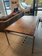 Mooie notenhouten eettafel met rvs frame 90x180, Gebruikt, 100 tot 150 cm, Ophalen of Verzenden, Vijf personen of meer